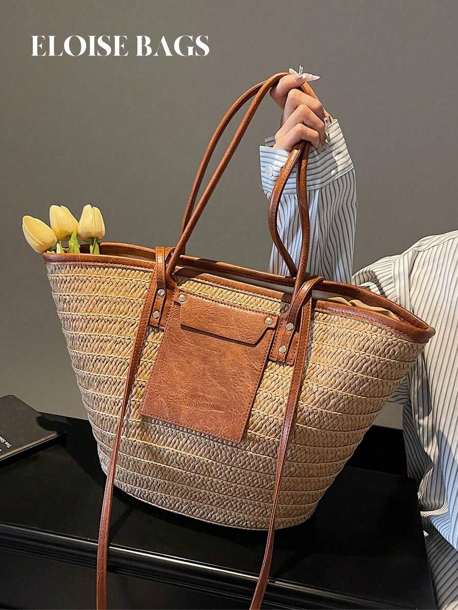 Beach Bag Straw - Fashion Large Capacity Woven Tote Bag,