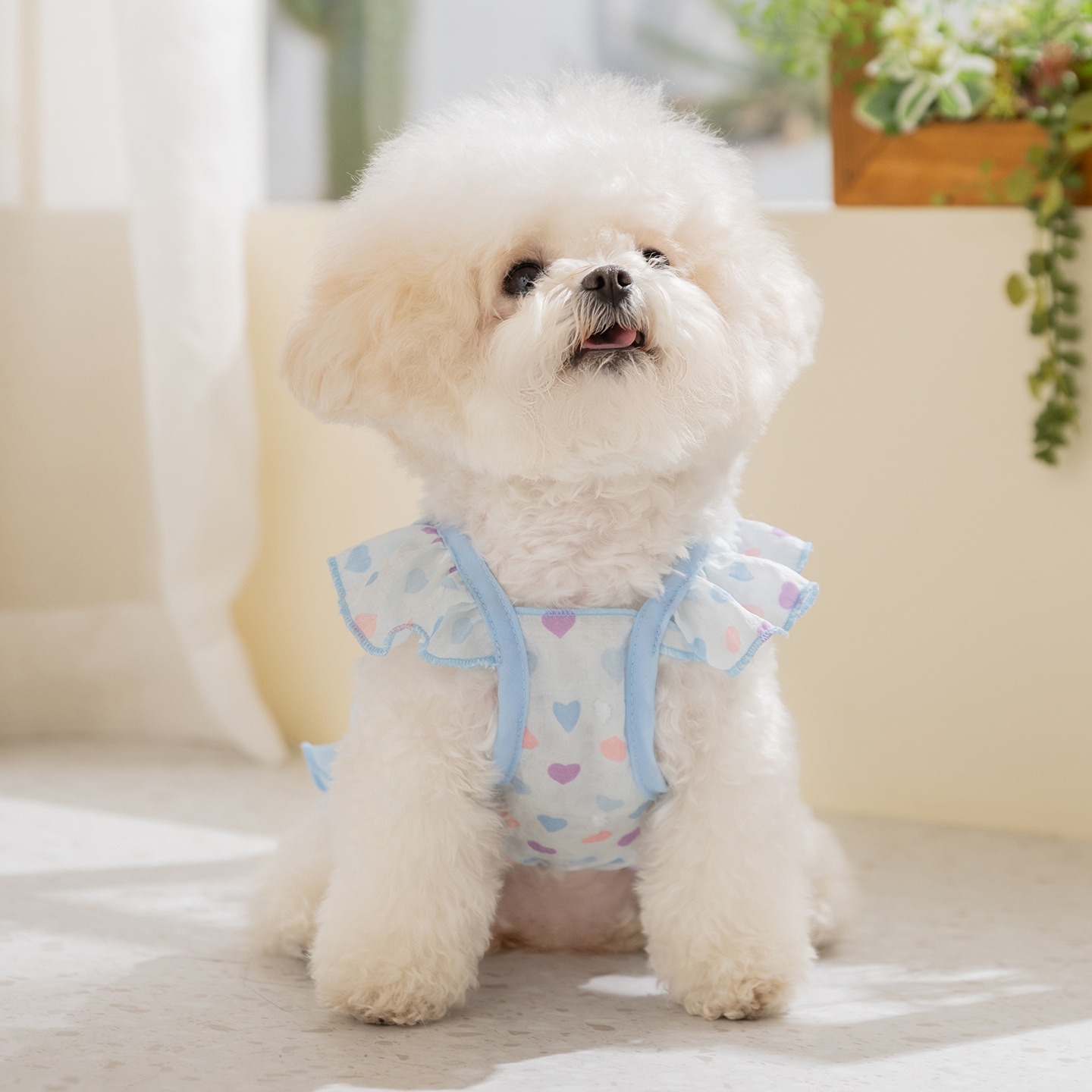 Soft Summer Yellow Clothing - Yellow Love Dog Clothes Summer Breathable
