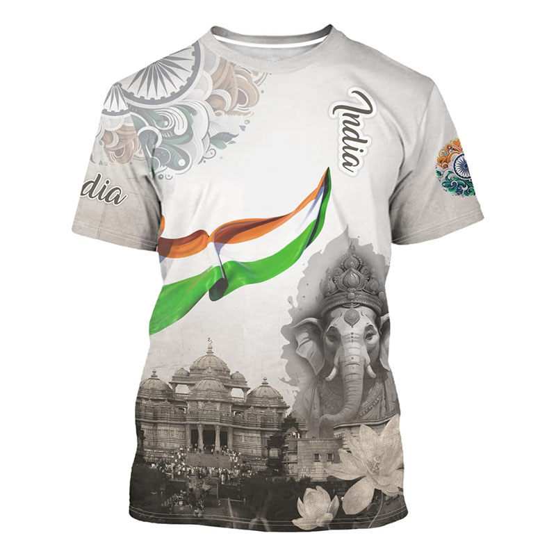 India Flag Print T-shirt Men's - огляд і ціна Summer Clothing India