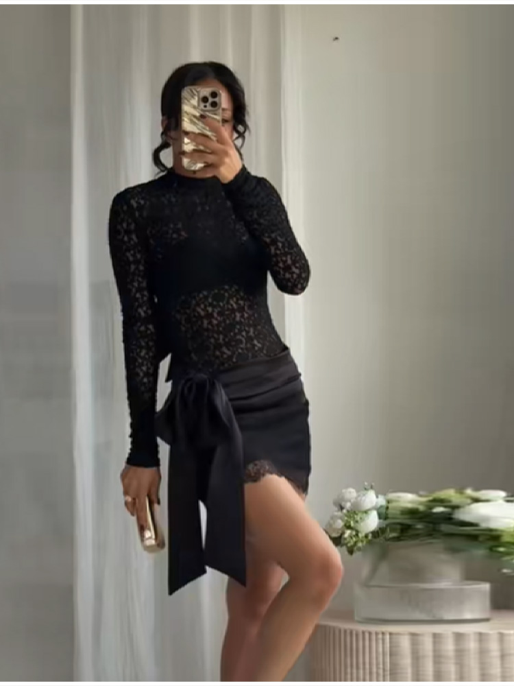 Fashion Black Lace Set Satin B - огляд і ціна Summer Loving Clothing