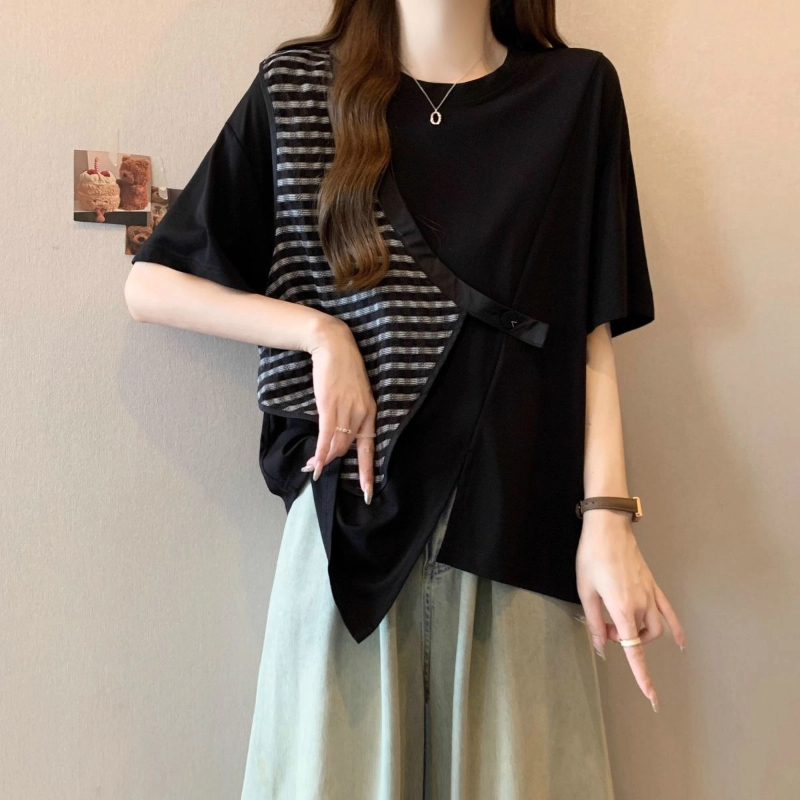 Contrast Patchwork Loose Fake  - огляд і ціна Summer Clothing For Teens