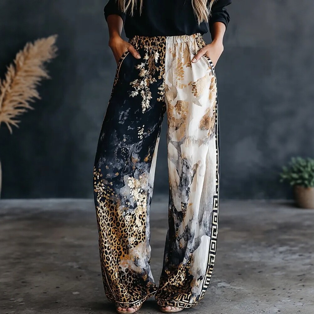 Women Color Block Leopard Prin - огляд і ціна Palazzo Pant Wide