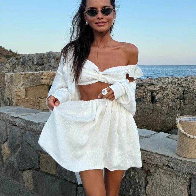 Tank Top Puffy Mini Skirt Two  - огляд і ціна Summer Clothing Women Sale