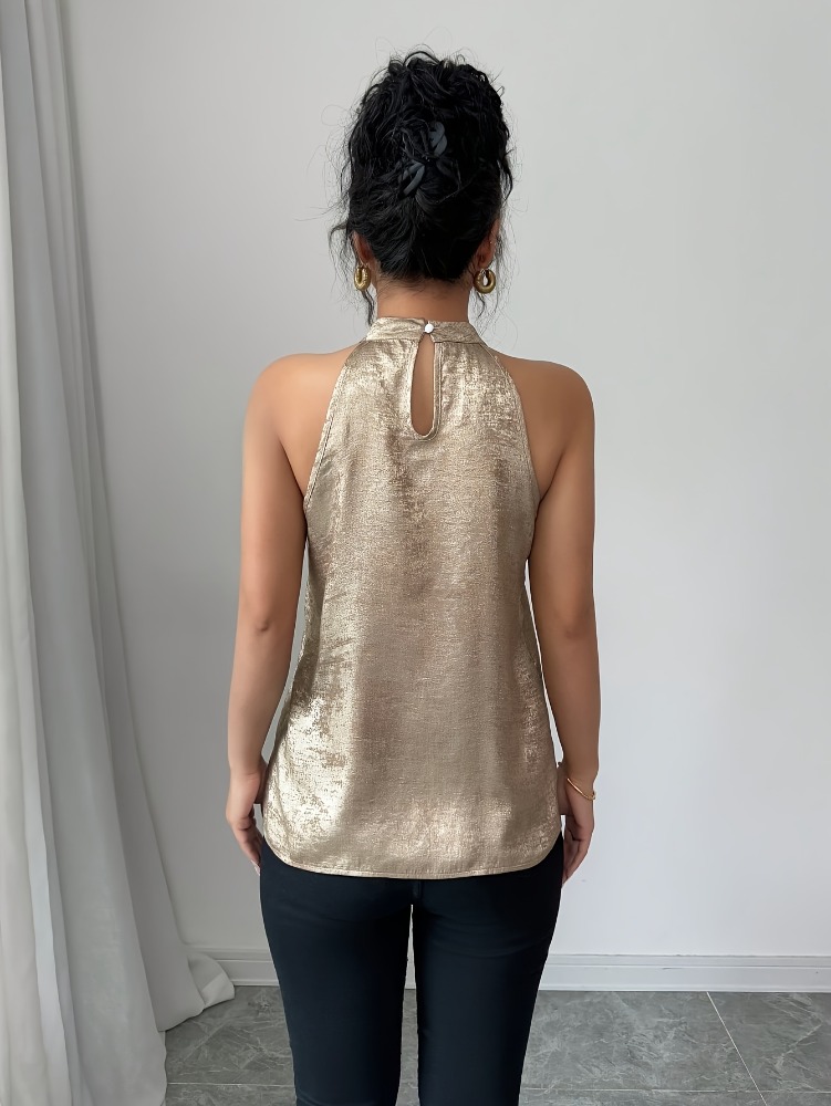 Champagne Golden Shiny Glossy  - огляд і ціна Halter Neck Top