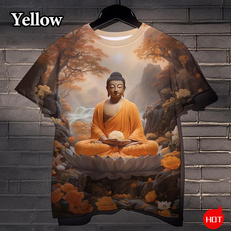Harajuku 3D Print Buddha Sakya - огляд і ціна Summer Clothing India