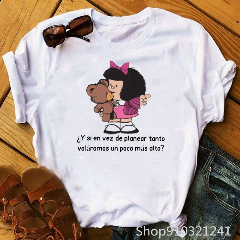Rock Roll Mafalda tshirt Funny - огляд і ціна Summer Clothing For Teens