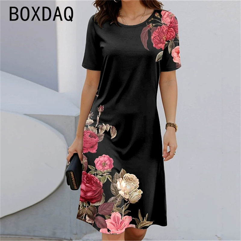 Bohemian Style Short Sleeve Ro - огляд і ціна Sundress Midi Floral