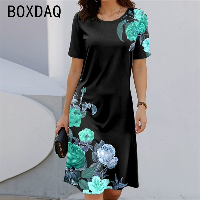 Bohemian Style Short Sleeve Ro - огляд і ціна Sundress Midi Floral