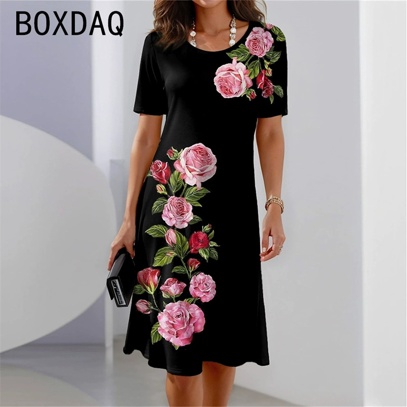 Bohemian Style Short Sleeve Ro - огляд і ціна Sundress Midi Floral