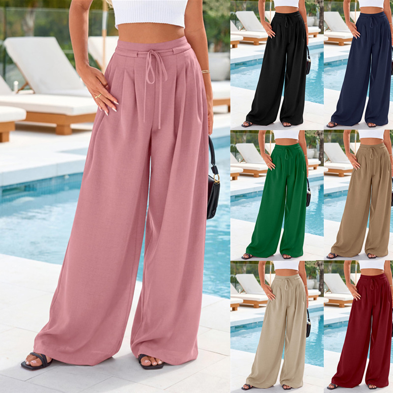Women High Waist Drawstring Wi - огляд і ціна Palazzo Pant Wide