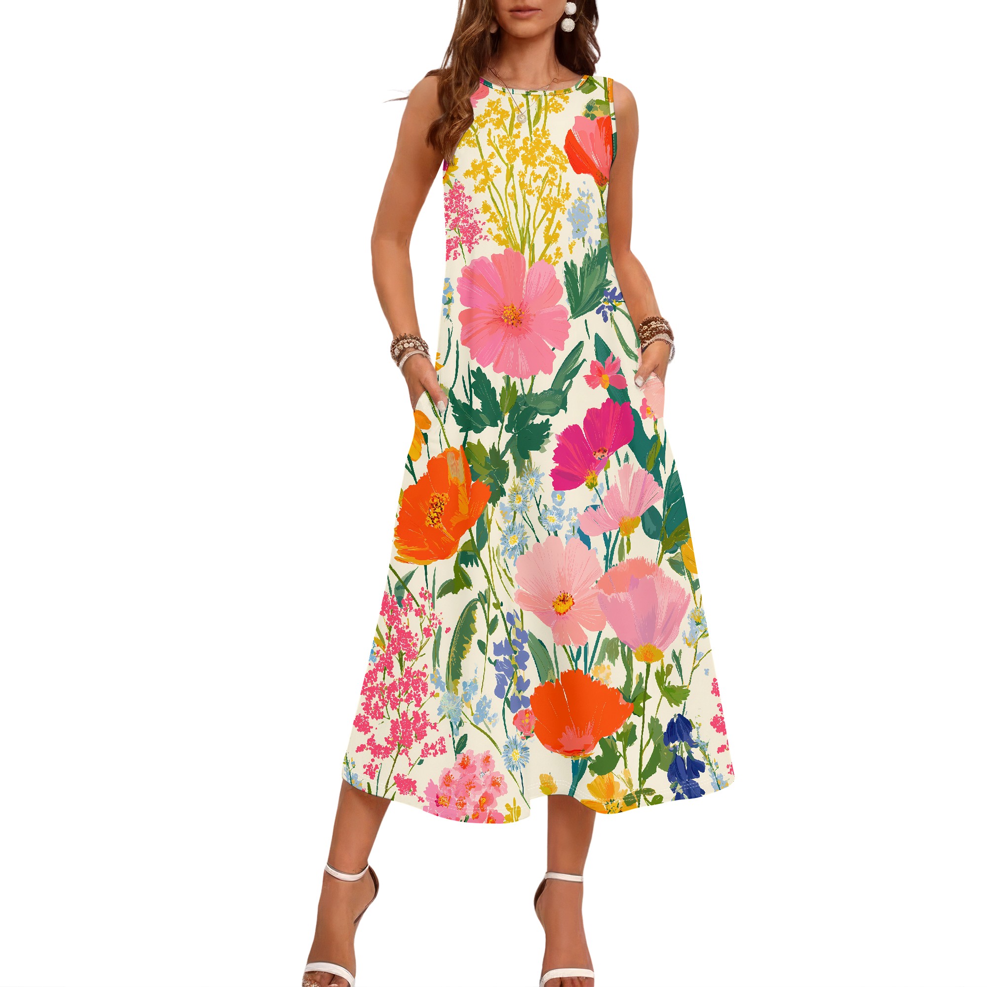 Floral Sleeveless Dress, Vibra - огляд і ціна Sundress Midi Floral