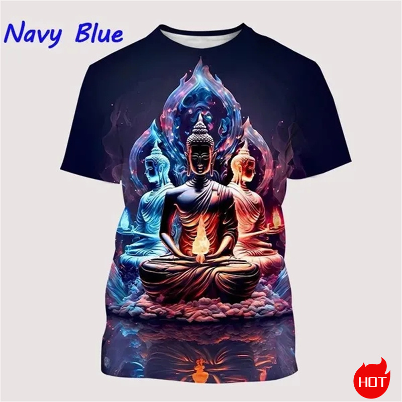 Harajuku 3D Print Buddha Shaky - огляд і ціна Summer Clothing India