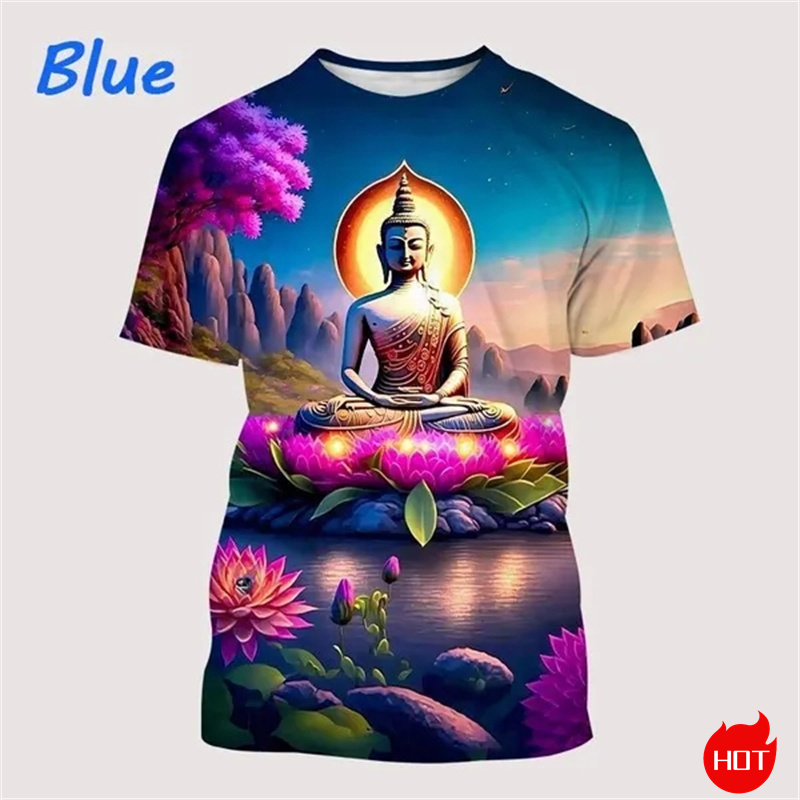 Harajuku 3D Print Buddha Shaky - огляд і ціна Summer Clothing India