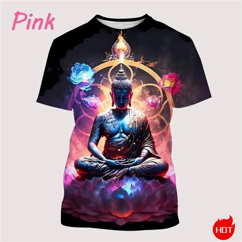 Harajuku 3D Print Buddha Shaky - огляд і ціна Summer Clothing India