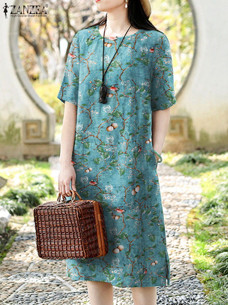 ZANZEA Vintage Floral Dress Wo - огляд і ціна Sundress Midi Floral