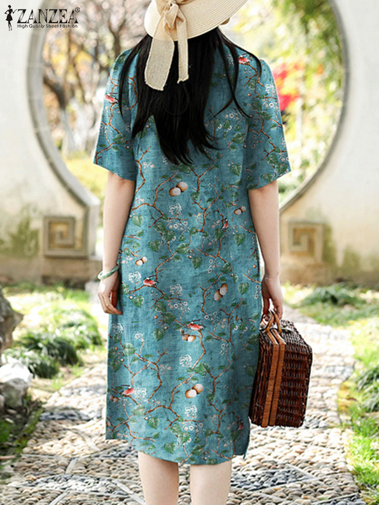 ZANZEA Vintage Floral Dress Wo - огляд і ціна Sundress Midi Floral