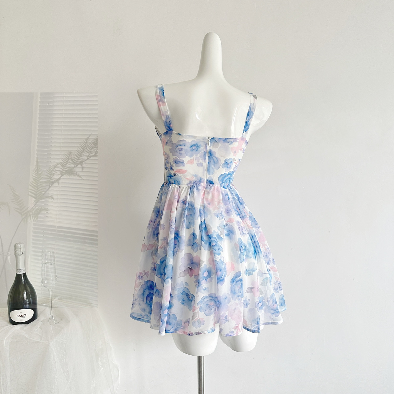 Klein Blue Floral Halter Dress - огляд і ціна Sundress Midi Floral