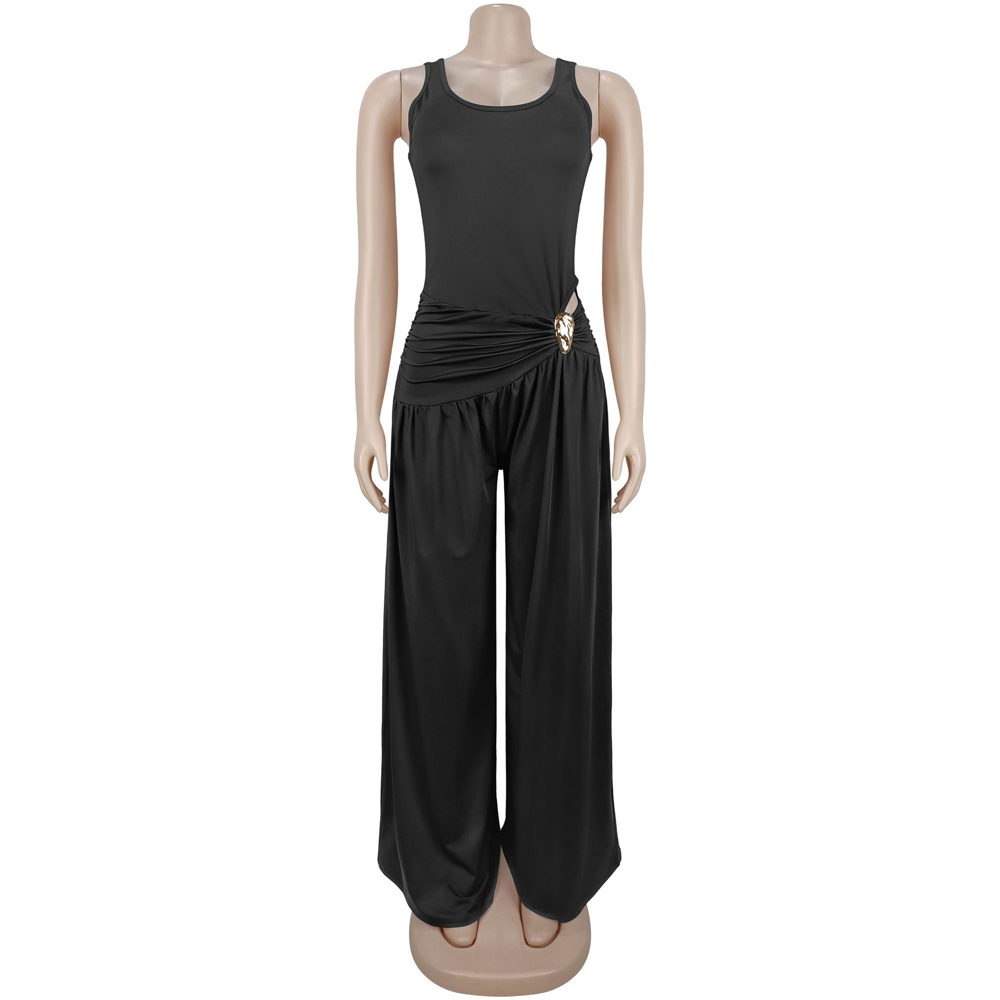 Solid Color 2 Piece Woman Set  - огляд і ціна Palazzo Pant Wide