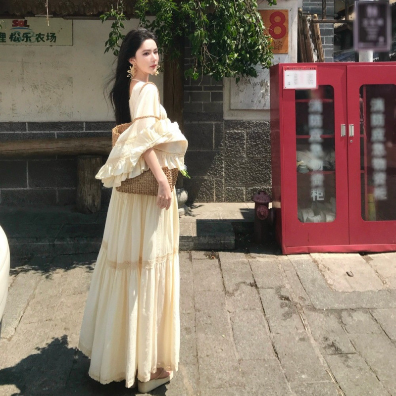 New Elegant Square Neck Trumpe - огляд і ціна Summer Clothing Women Sale