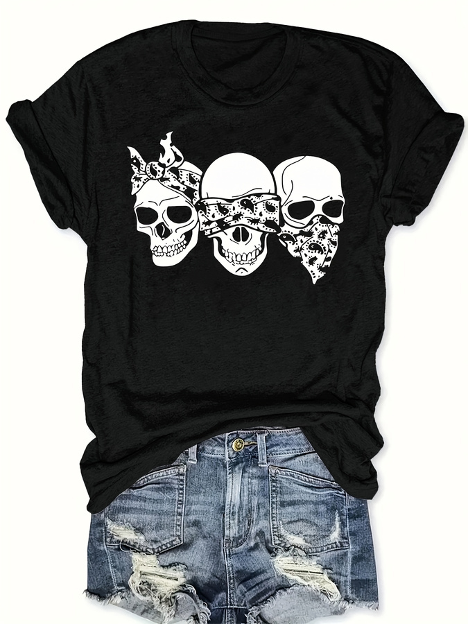 Happy Cartoon Skull T-Shirt, L - огляд і ціна Summer Clothing Trends For Women 2026