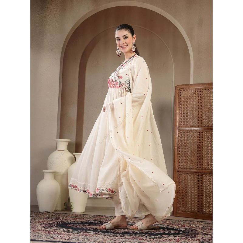 White Cotton Anarkali Kurti Se - огляд і ціна Summer Clothing India