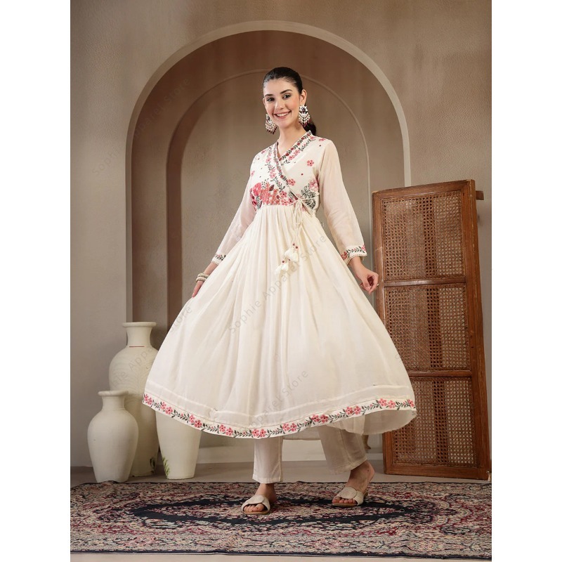 White Cotton Anarkali Kurti Se - огляд і ціна Summer Clothing India