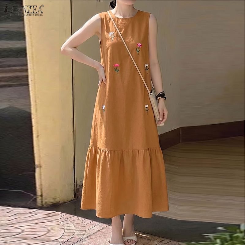 Women Casual O Neck Sleeveless - огляд і ціна Sundress Midi Floral
