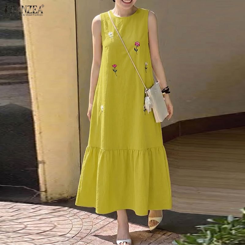 Women Casual O Neck Sleeveless - огляд і ціна Sundress Midi Floral