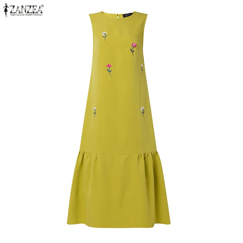 Women Casual O Neck Sleeveless - огляд і ціна Sundress Midi Floral