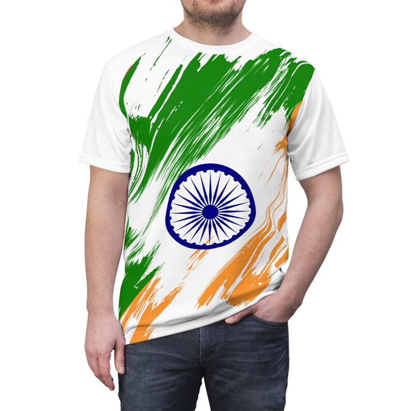 India Flag Print T-shirt Men's - огляд і ціна Summer Clothing India