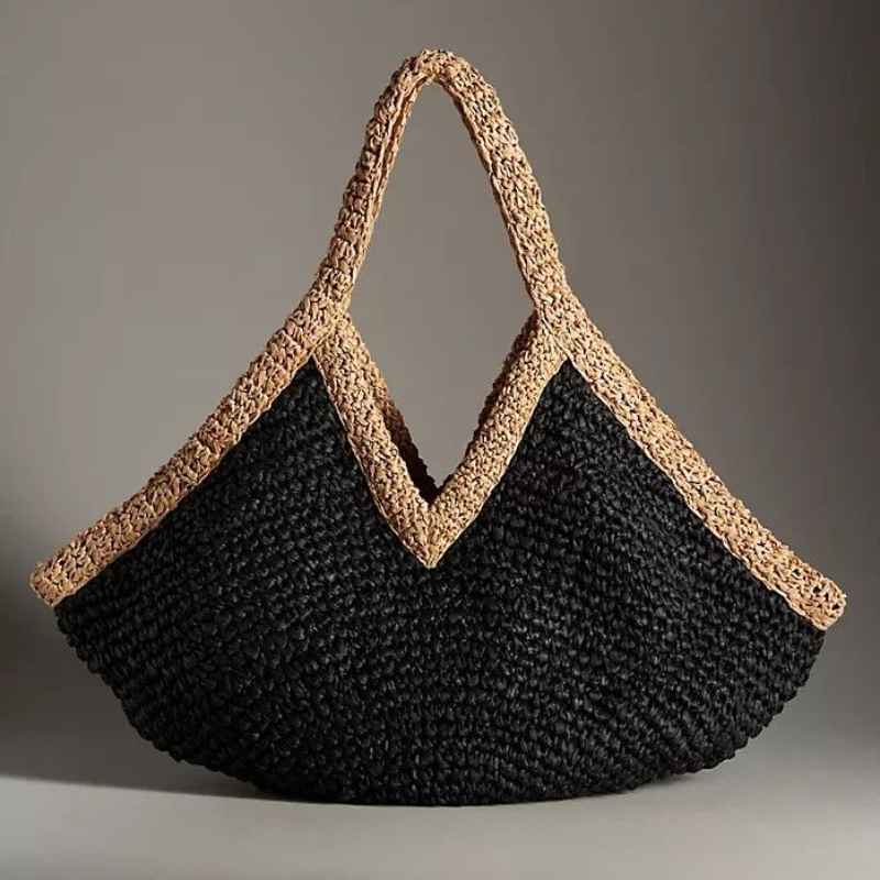Colorblock Straw Woven Tote Ba - огляд і ціна Beach Bag Straw