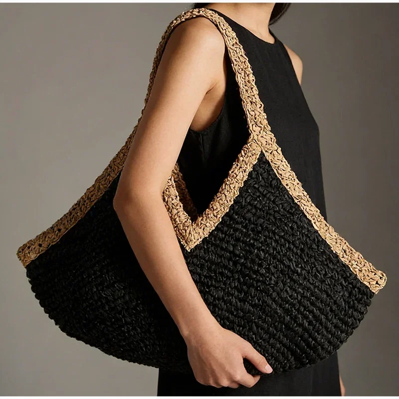 Colorblock Straw Woven Tote Ba - огляд і ціна Beach Bag Straw