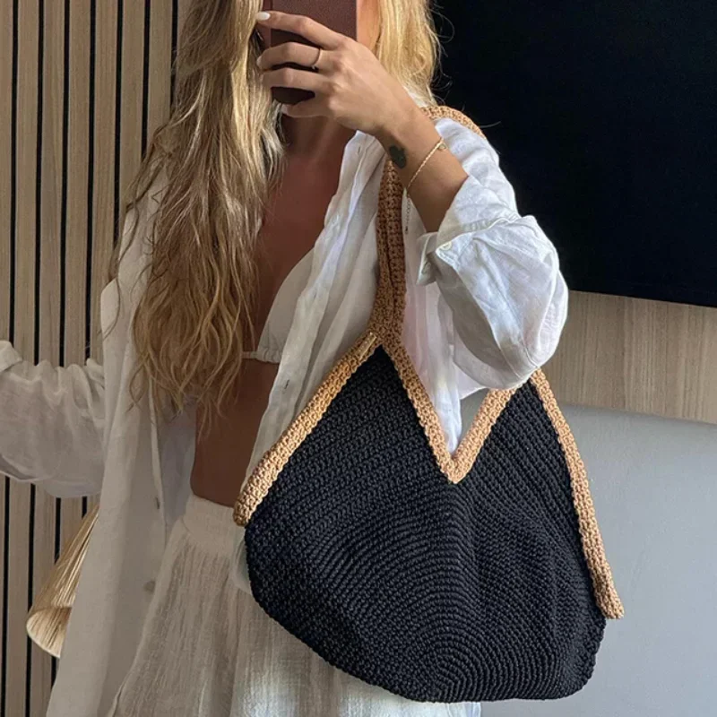 Colorblock Straw Woven Tote Ba - огляд і ціна Beach Bag Straw