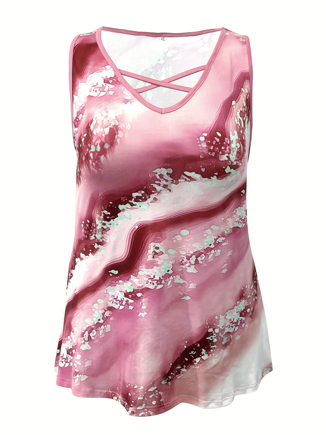 Plus Size Marble Print Tank To - огляд і ціна Summer Clothing Plus