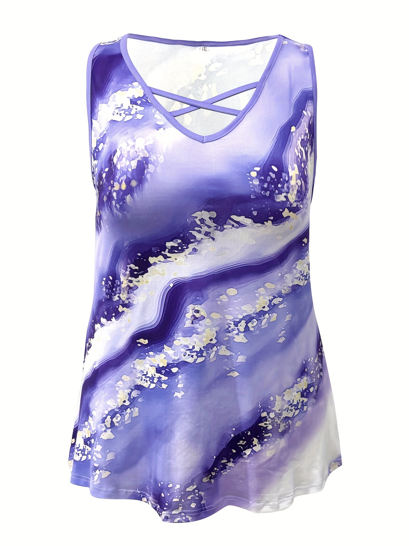 Plus Size Marble Print Tank To - огляд і ціна Summer Clothing Plus